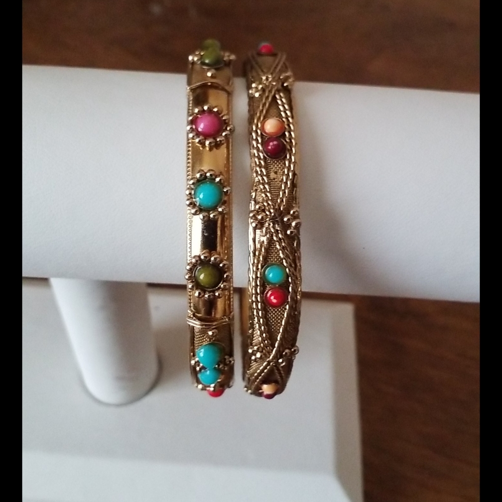 2 Beautiful Cuff Slip On Bracelets Bangle - Picture 3 of 12